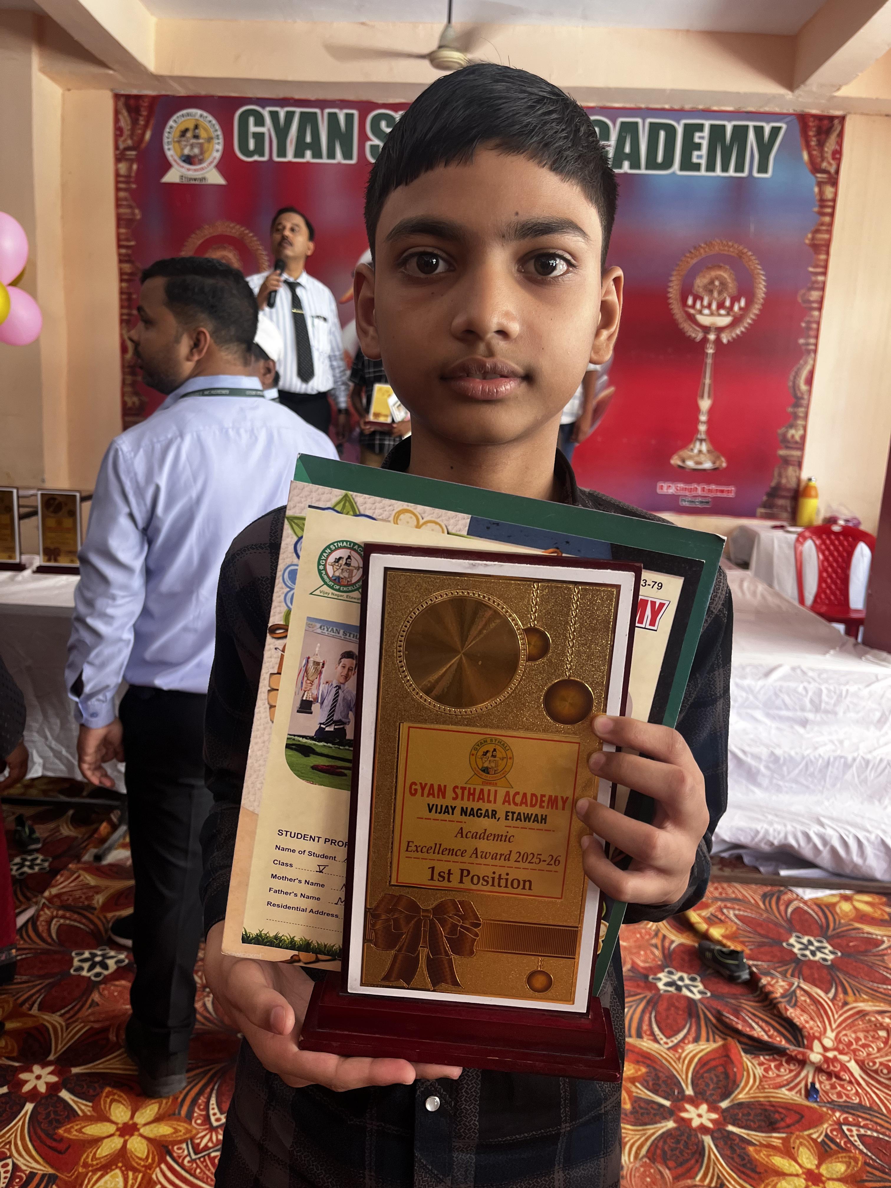 Academic Excellence Award — 1st position, 2025–26